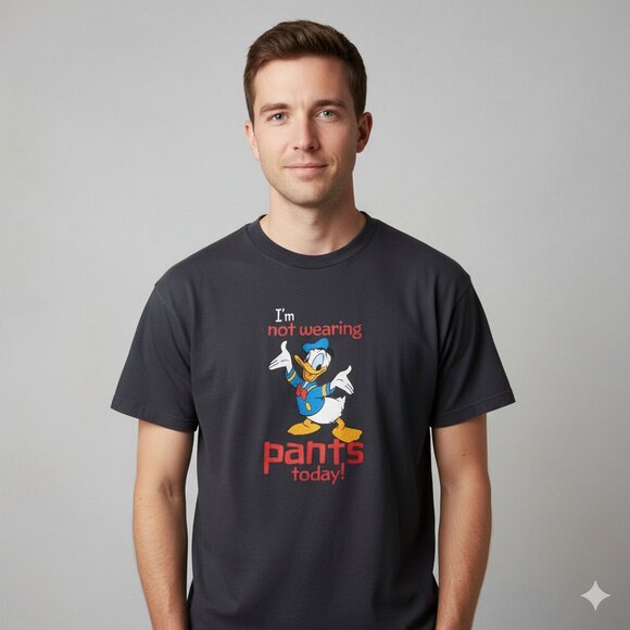Walt Disney Donald Duck I'm Not Wearing Pants Dark Grey Shirt - Picture 1 of 1